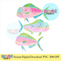 Colorful Mahi Mahi PNG coastal fishing fish clipart