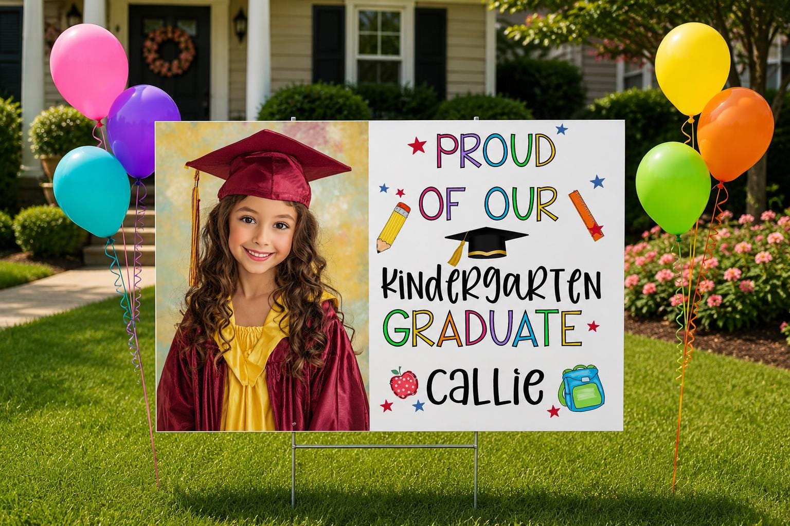 Kindergarten Graduation Yard Sign, Personalized Photo Graduation Sign, Proud Kindergarten Graduate, Custom School Lawn Sign