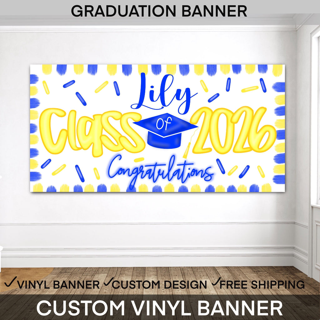Graduation Party Banner, Class of 2027 Banner, Personalized Graduation Backdrop, High School Graduation Decor, Senior Celebration Banner
