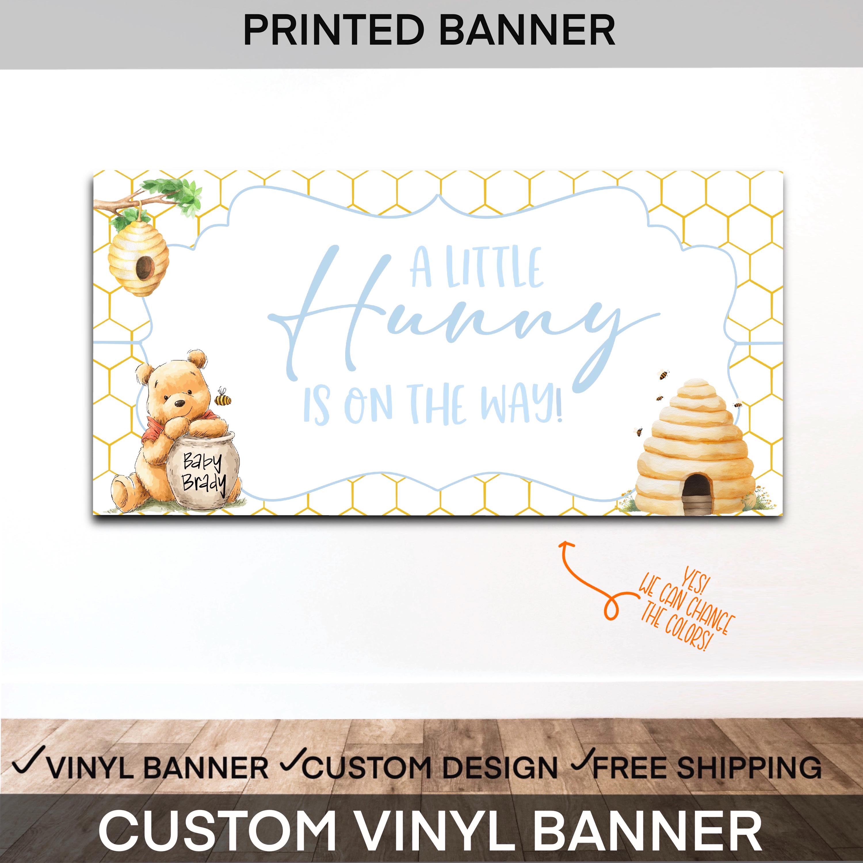 Winnie the Pooh Baby Shower Banner | Custom Honey Bear Baby Shower Decor | Bear Baby Shower Backdrop | “A Little Hunny Is On The Way” Banner