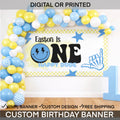 ONE Happy Dude 1st Birthday Banner for Boys, Yellow Blue Checkered Banner, Happy Dude Banner, First Birthday Backdrop, Retro Checkered