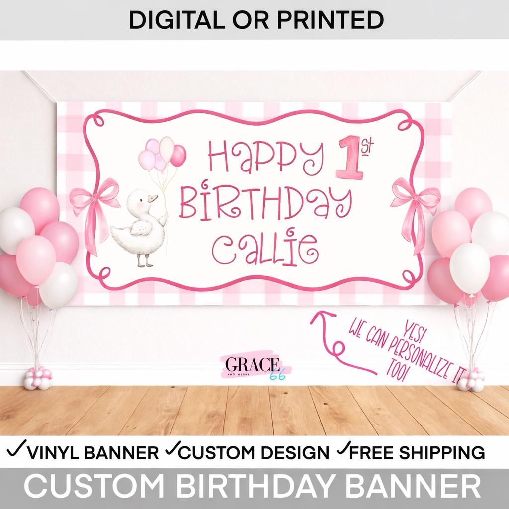 One Silly Goose Birthday Banner Girl | Goose First Birthday Decor |  Goose Birthday  Party Backdrop | Silly Goose 1st birthday decorations