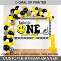 ONE Happy Dude 1st Birthday Banner for Boys, Yellow and Black Checkered Banner, Happy Dude Banner, First Birthday Backdrop, Retro Checkered