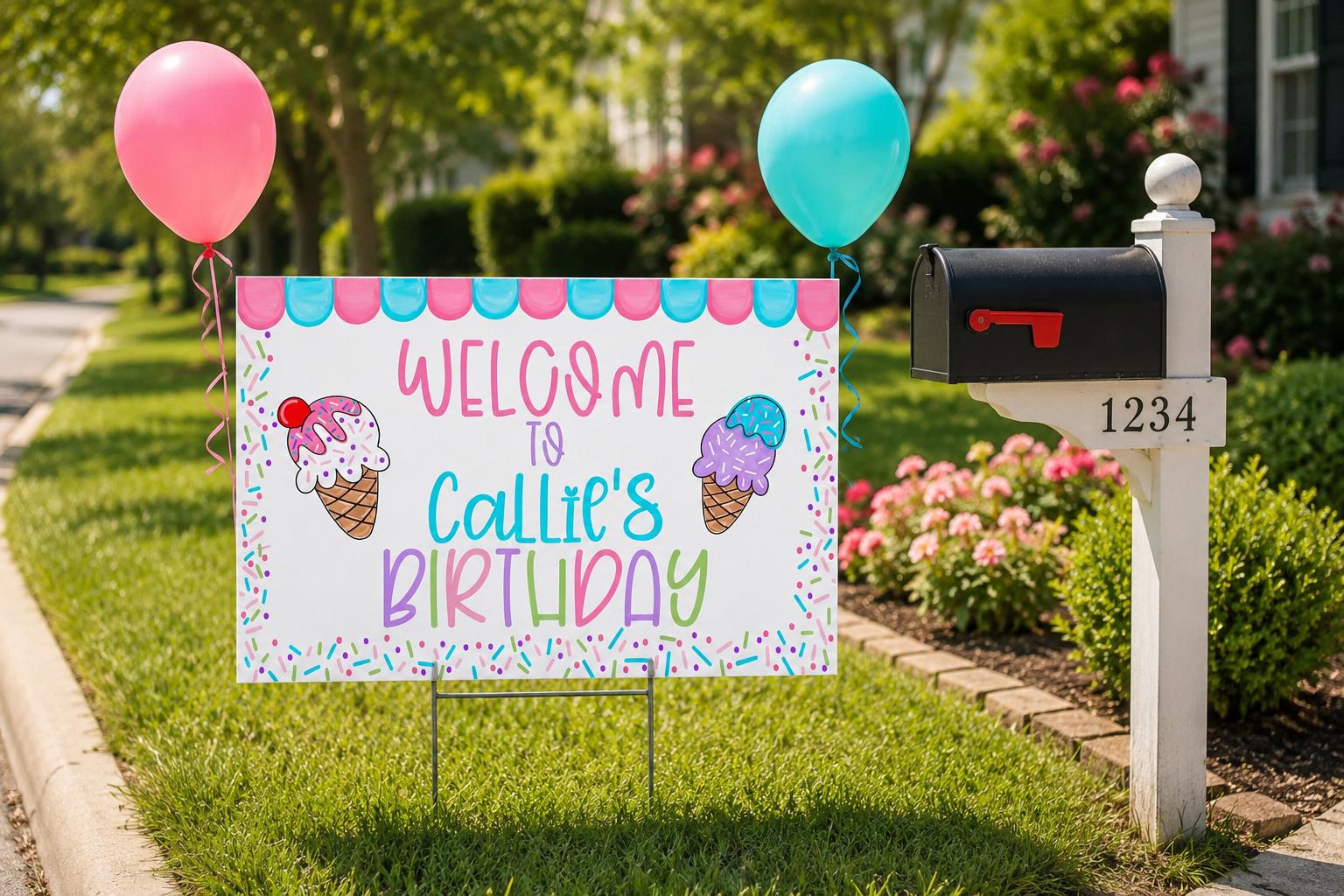 Ice Cream Birthday Yard Sign | Personalized Ice Cream Party Lawn Sign | Sweet Shop Birthday Decoration | Sweet One Welcome Lawn Sign