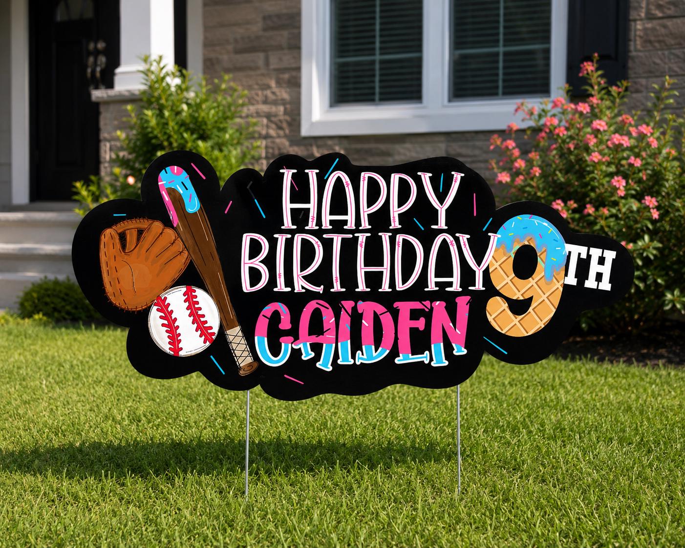 Personalized Baseball Birthday Sign | Custom Birthday Party Decor | Baseball Photo Prop | Sports Party Backdrop Sign | Custom Name Cutout