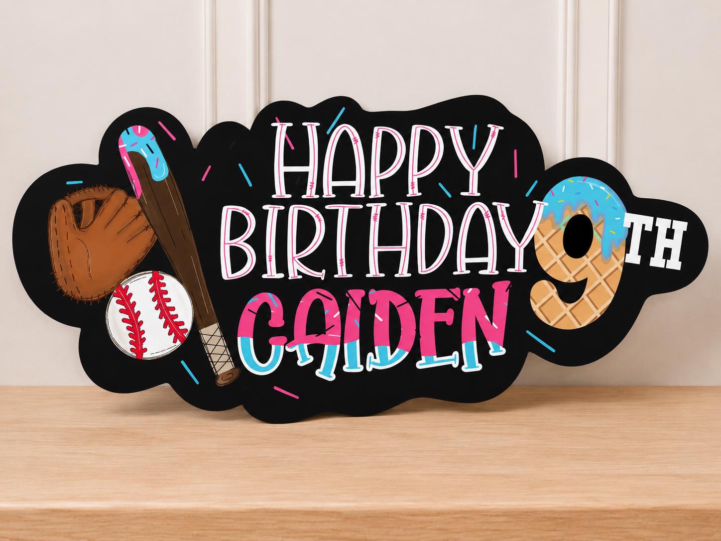 Personalized Baseball Birthday Sign | Custom Birthday Party Decor | Baseball Photo Prop | Sports Party Backdrop Sign | Custom Name Cutout