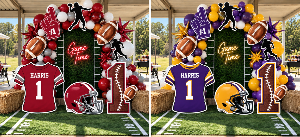 Personalized Football Party Prop Set | Custom Team Colors & Player Name