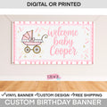 Welcome Home Baby Banner | Custom Welcome Home Baby Girl Banner | Personalized Pink Baby Shower Decorations | Newborn Hospital Sign