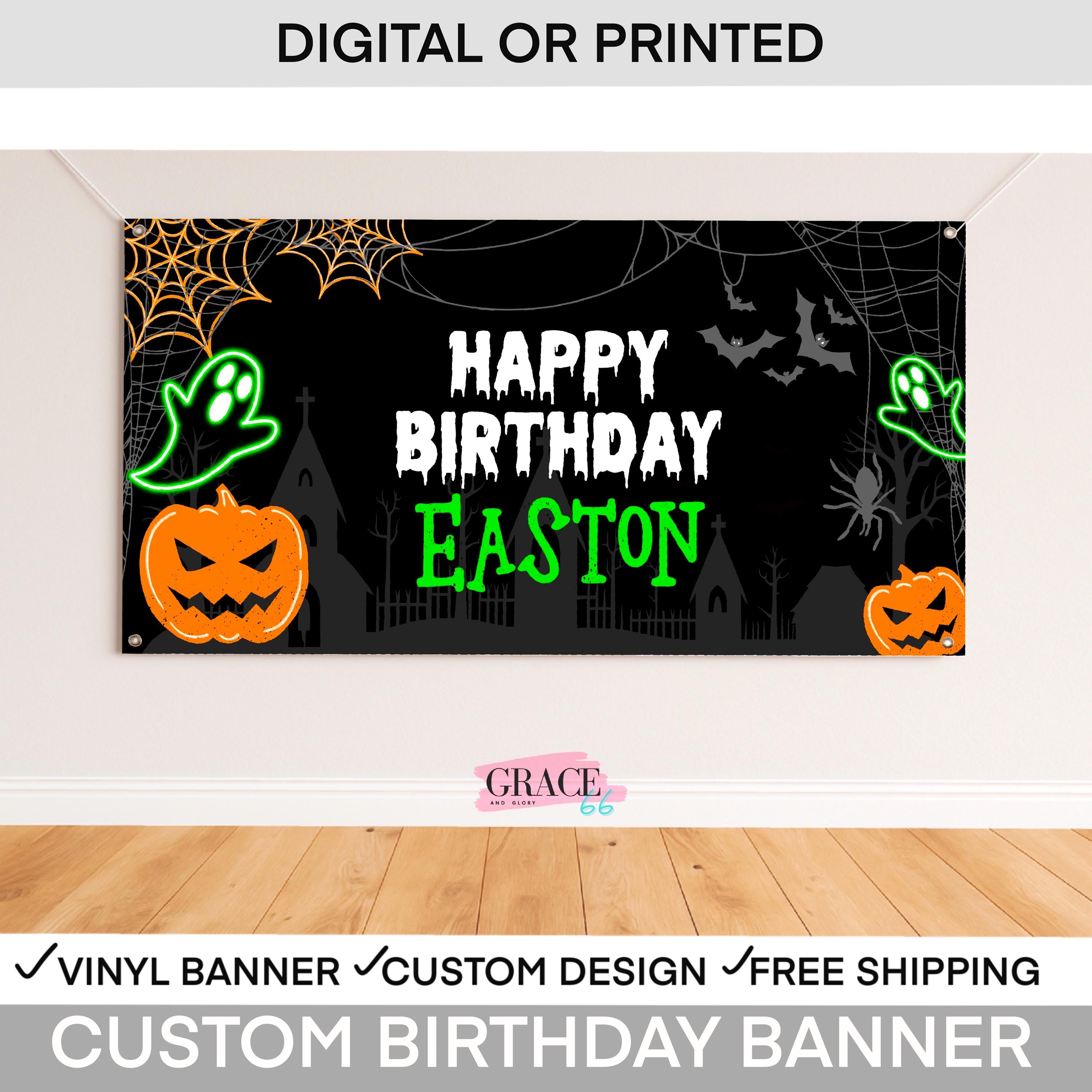 Halloween Birthday Banner | Halloween Party Sign | Halloween birthday Decor | Halloween party banner