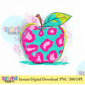 Colorful preppy apple PNG back to school teacher clipart