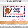 First Pitch Rookie of the Year Personalized Baseball Birthday Banner – Boys Party Backdrop