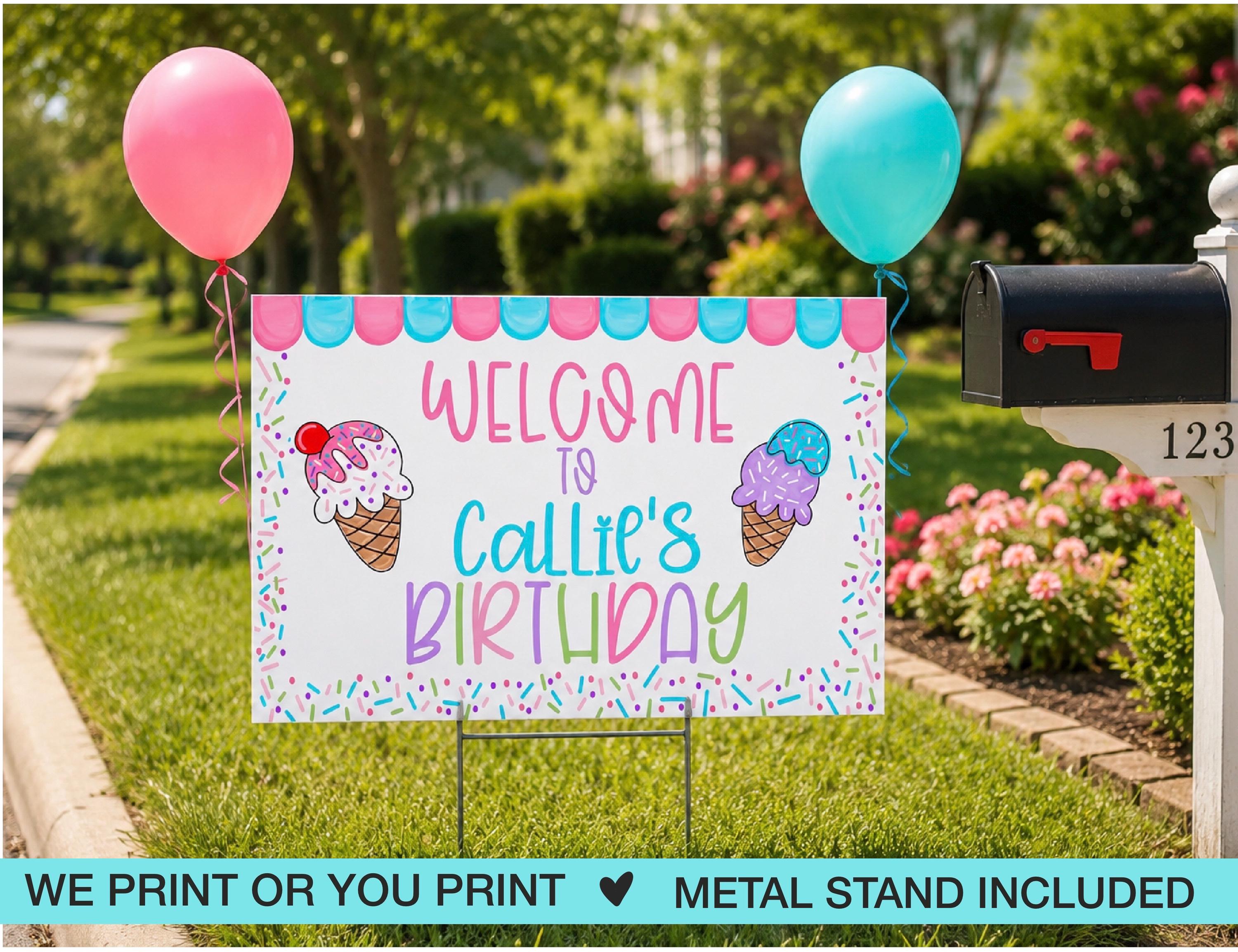 Ice Cream Birthday Yard Sign | Personalized Ice Cream Party Lawn Sign | Sweet Shop Birthday Decoration | Sweet One Welcome Lawn Sign