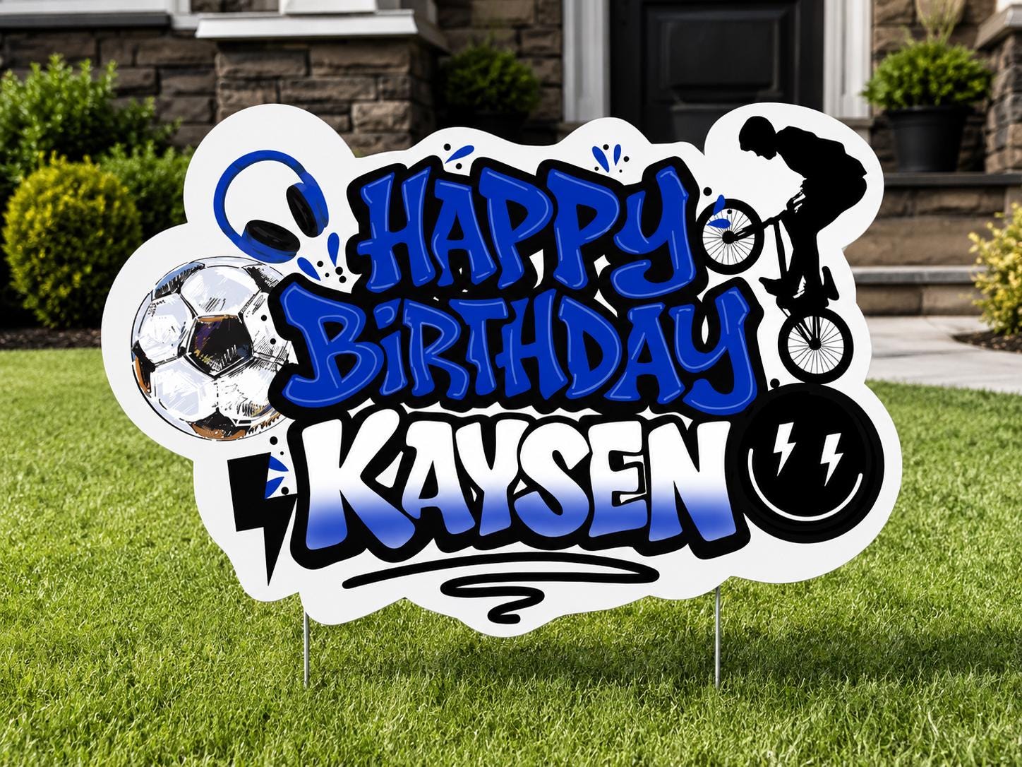 Personalized Birthday Yard Sign | Custom BMX Birthday Sign | Sports Birthday Lawn Sign | Boys Birthday Party Decor | Soccer Birthday Sign