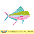 Colorful Mahi Mahi PNG coastal summer fishing clipart