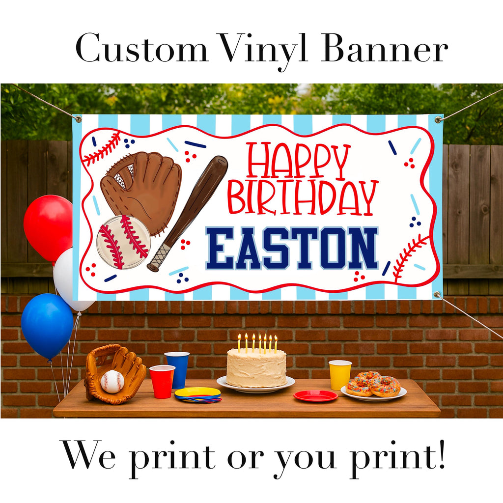 Baseball Personalized Birthday Banner – Custom Sports Party Backdrop