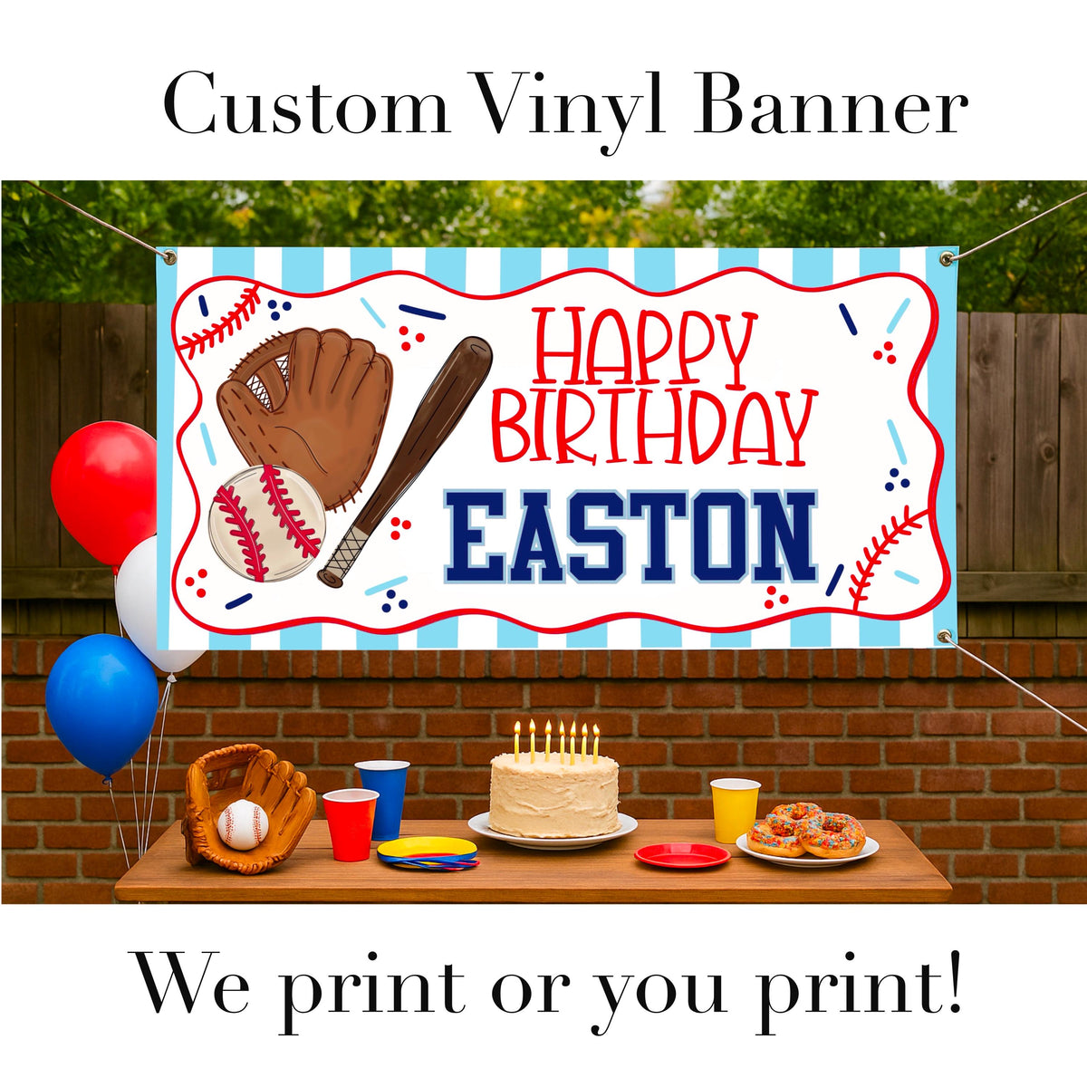 Baseball Personalized Birthday Banner – Custom Sports Party Backdrop