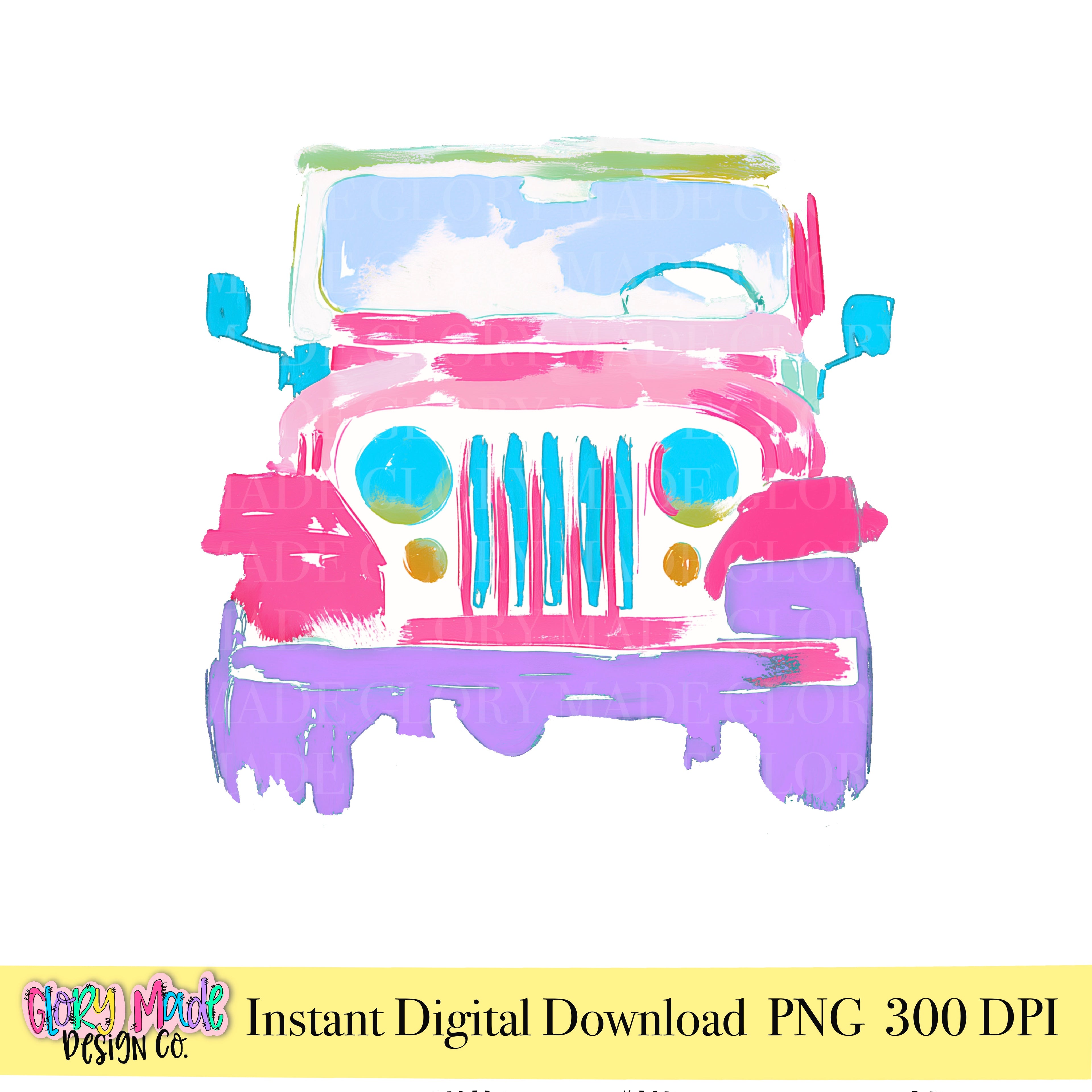 Jeep PNG, Beach Jeep Clipart, Summer Vehicle PNG, Coastal Jeep Design, Tropical Jeep Illustration, Instant Digital Download, Retro Vintage Jeep