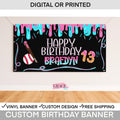 Ice Cream Drippy Baseball Personalized Birthday Banner – Boys Party Backdrop