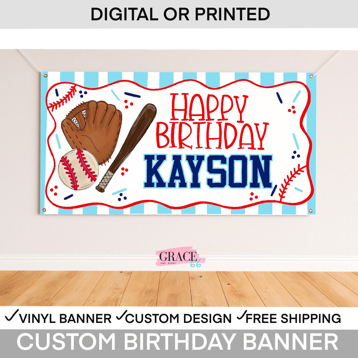Baseball Personalized Birthday Banner – Custom Sports Party Backdrop
