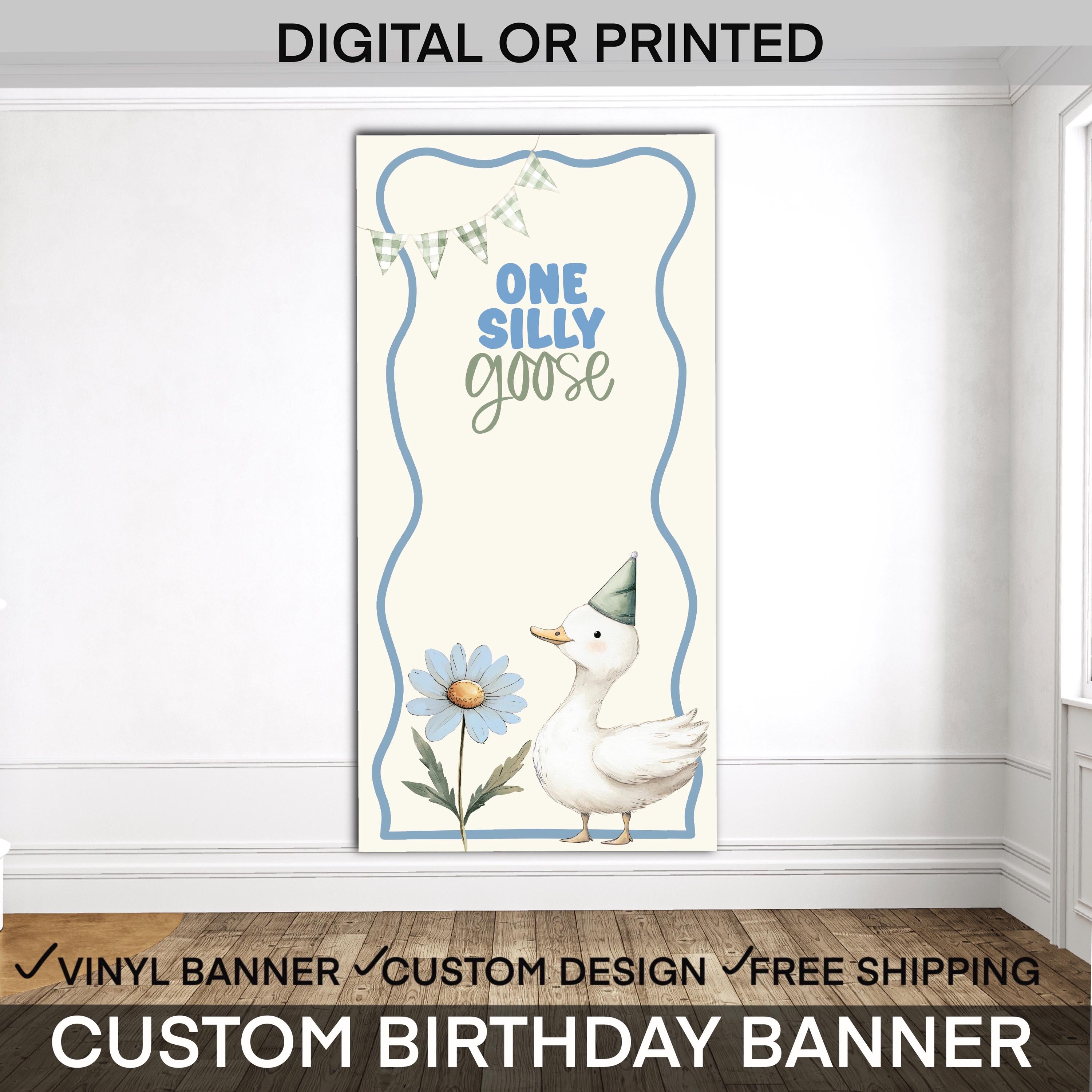 One Silly Goose Birthday Banner Boy | Goose First Birthday Decor | Goose Birthday Party Backdrop | Silly Goose 1st birthday decorations