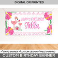 Flamingo Birthday Banner | Pool Party Decorations | Tropical Birthday Banner | Personalized Party Sign