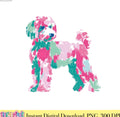 Goldendoodle PNG with colorful preppy details for dog mom shirts and sublimation crafts