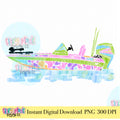 Girly bass boat PNG colorful pink fishing boat clipart for sublimation and lake life designs