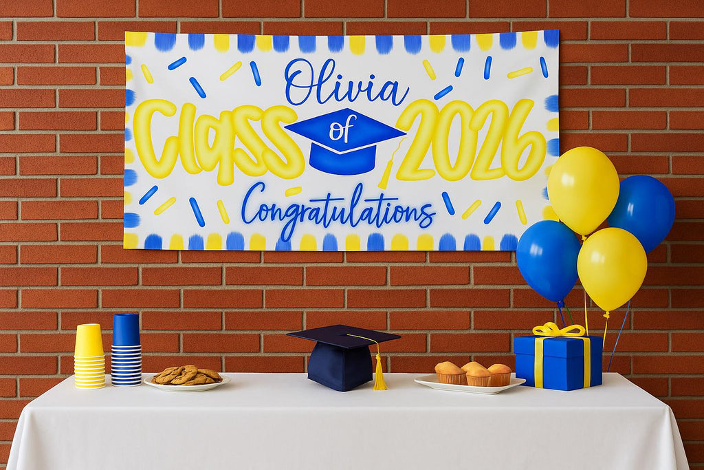 Graduation Party Banner, Class of 2027 Banner, Personalized Graduation Backdrop, High School Graduation Decor, Senior Celebration Banner