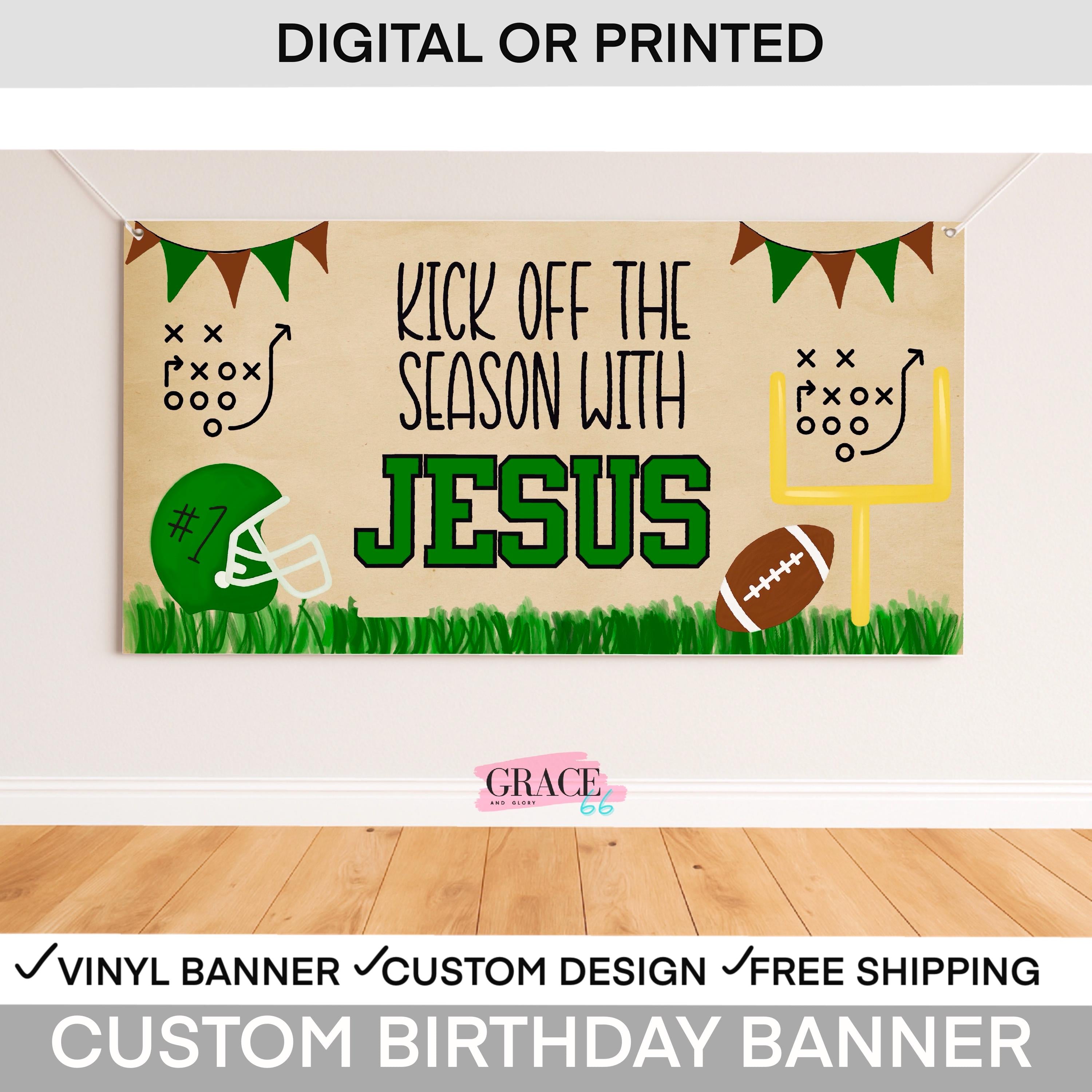 Christian Fall Banner Jesus | Christian Bulletin Board Decor | Fall Church Banner | Sunday School | Church Trunk or Treat Banner