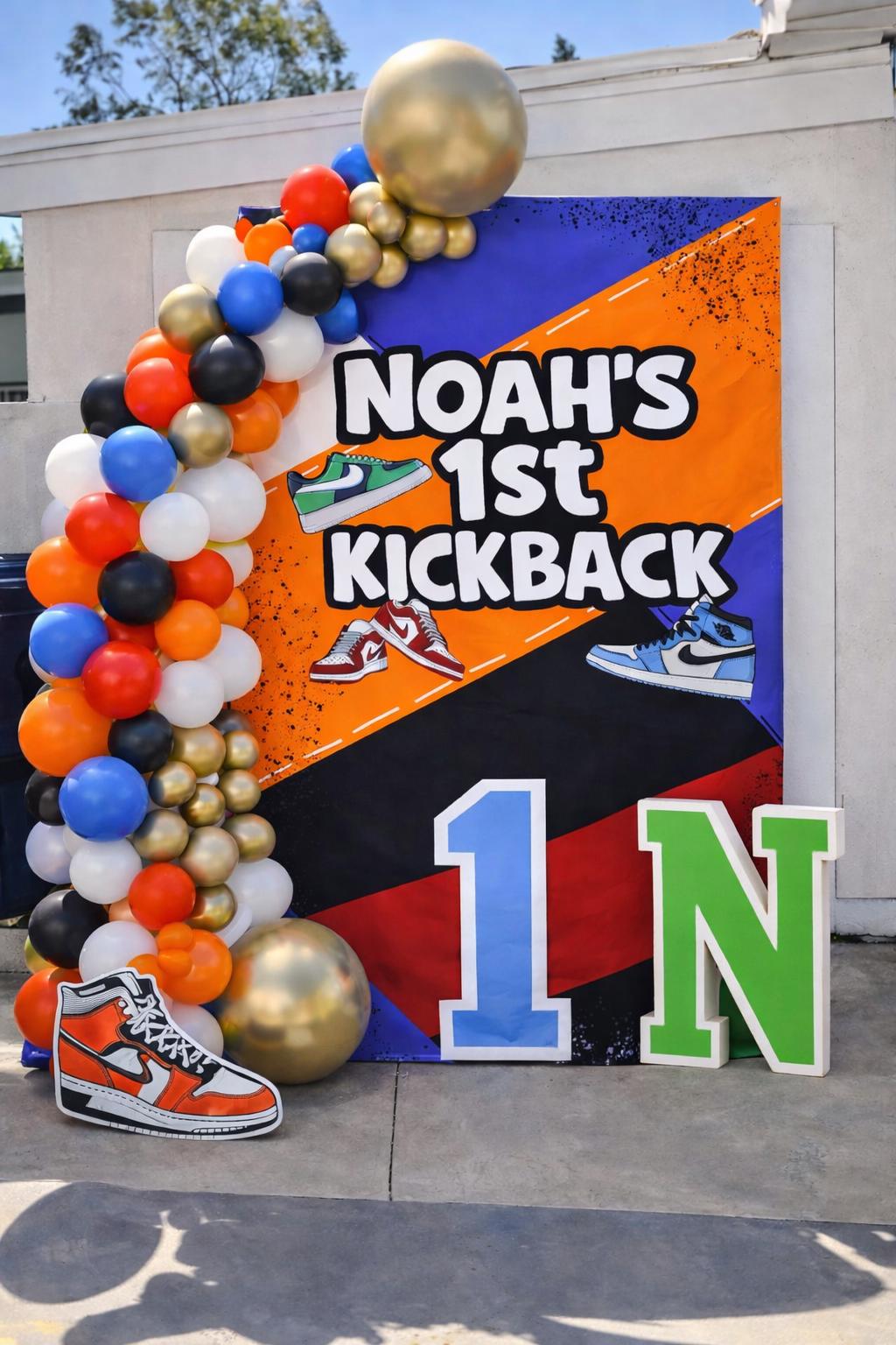 Kickback Sneaker Ball Banner, Sneaker Ball Backdrop, Birthday Party Banner, Sneaker Theme Party Decor, Custom Name Sign, My First Kickback