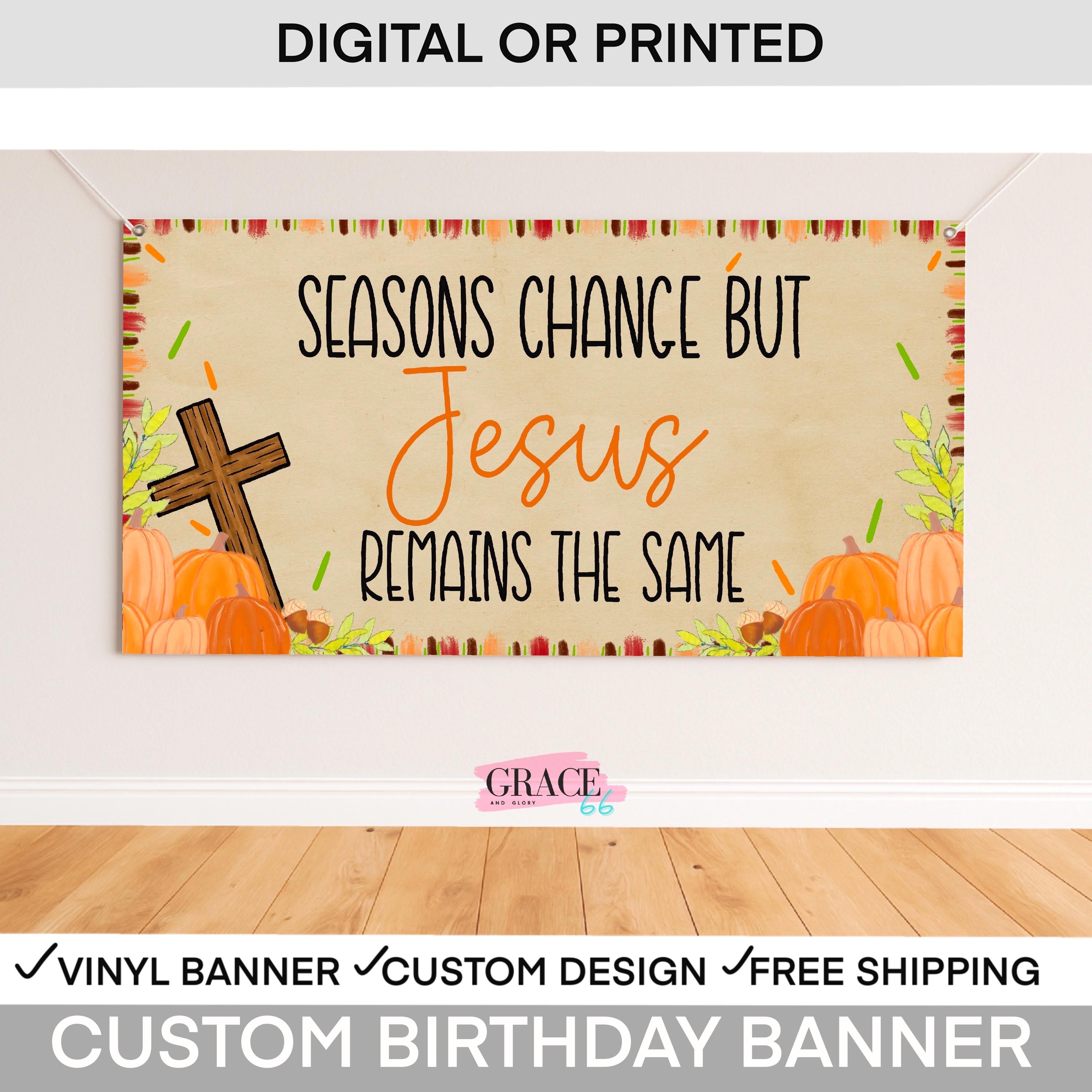 Fall For Jesus | Christian Bulletin Board Decor | Fall Church Banner | Sunday School | Church Trunk or Treat Banner