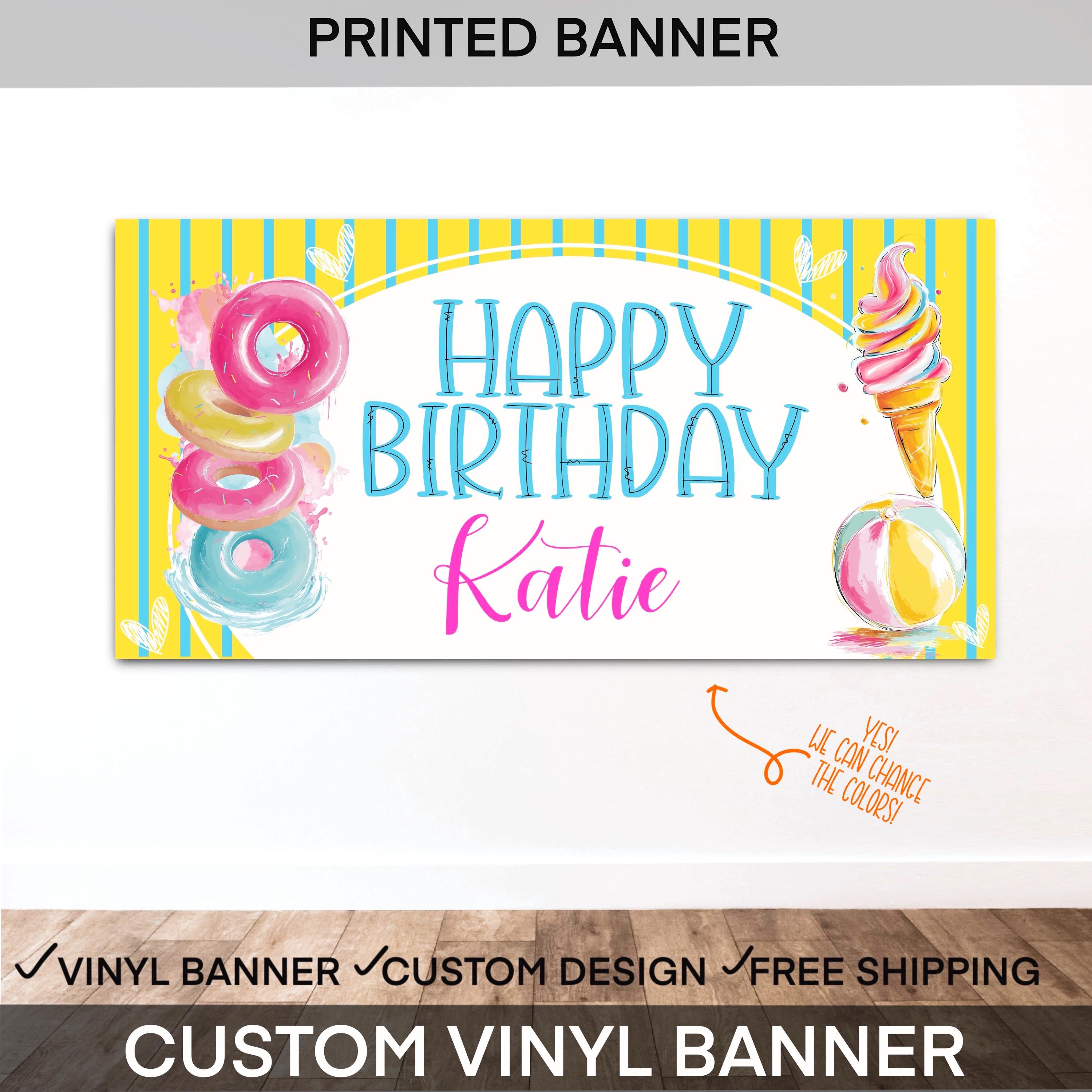 Pool Party Birthday Banner | Summer Birthday Decorations | Personalized Pool Party Banner