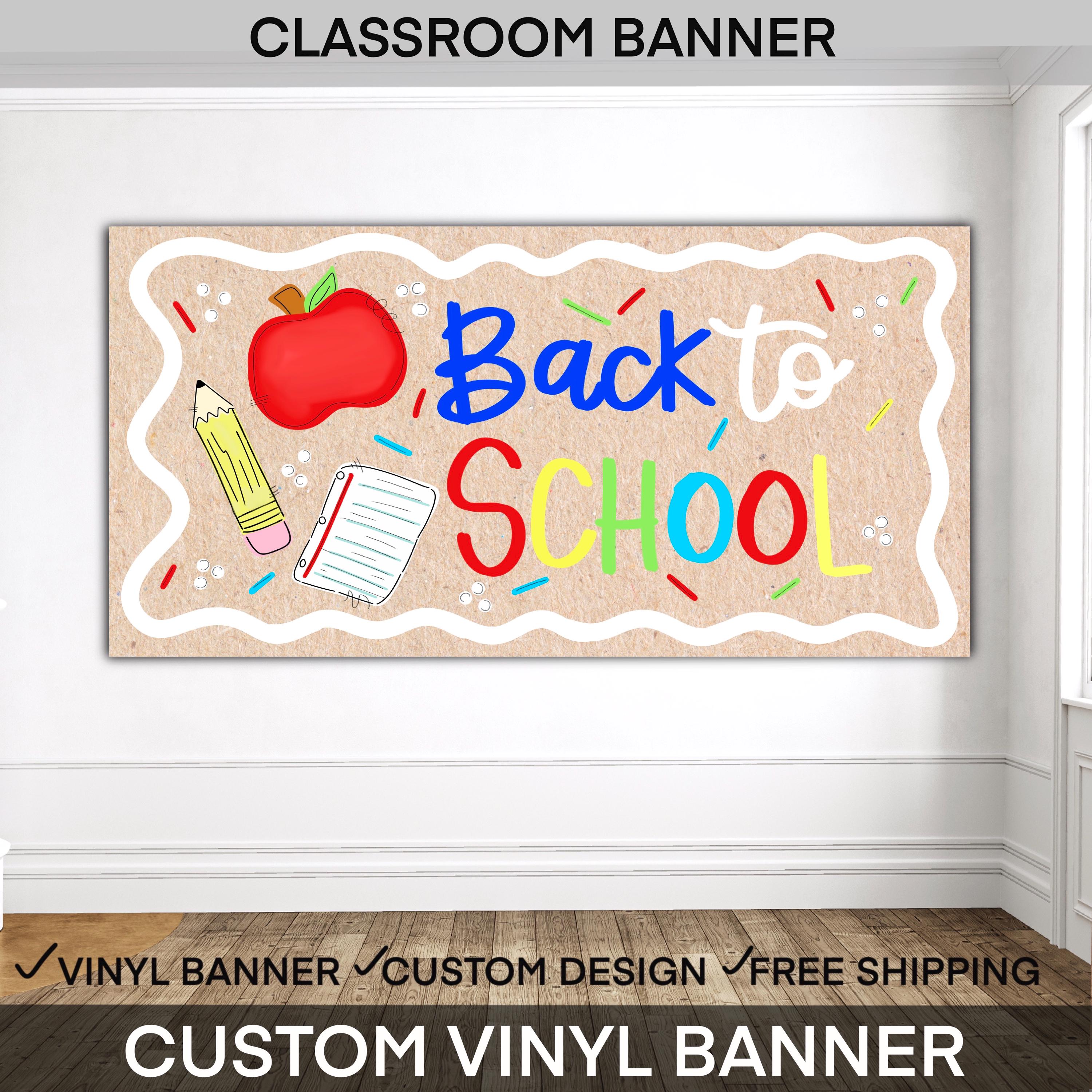 Back to School Brown Kraft Banner • Hand-Painted Look• Custom Name & Grade • Faux Brown Paper School Backdrop