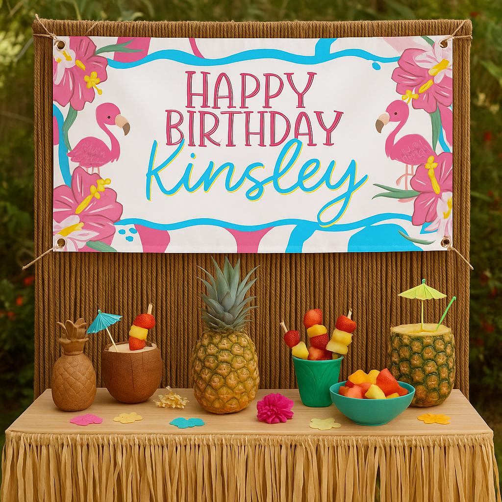 Luau Birthday Banner | Tropical Birthday Party Decorations | Personalized Hawaiian Banner