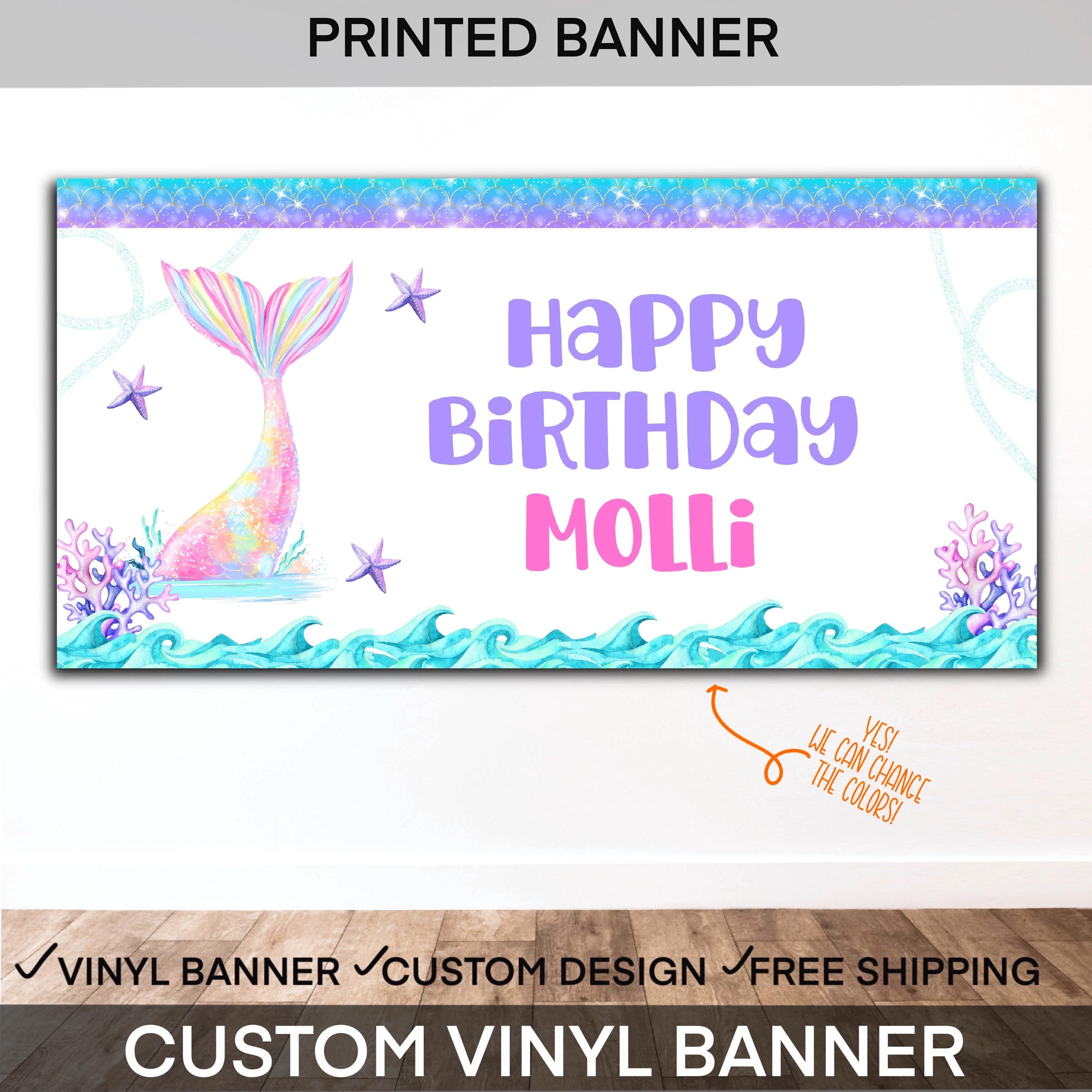 Mermaid Birthday Banner | Under the Sea Birthday Party Decorations | Personalized Mermaid Party Backdrop