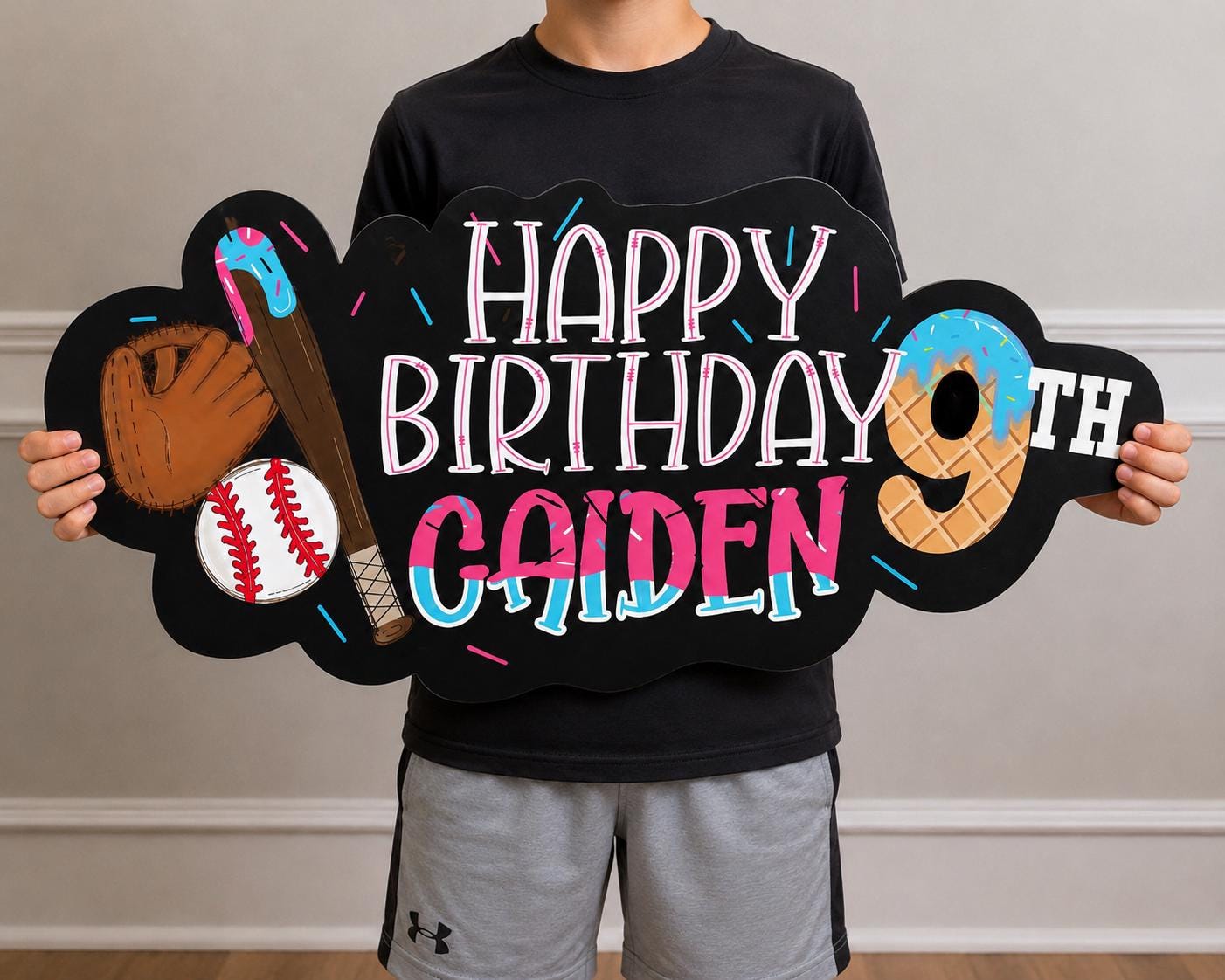 Personalized Baseball Birthday Sign | Custom Birthday Party Decor | Baseball Photo Prop | Sports Party Backdrop Sign | Custom Name Cutout