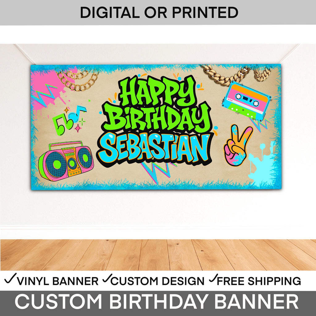 Two Legit 2 Quit Birthday Banner, Hip Hop Graffiti Birthday Party Banner, Personalized 2nd Birthday Backdrop