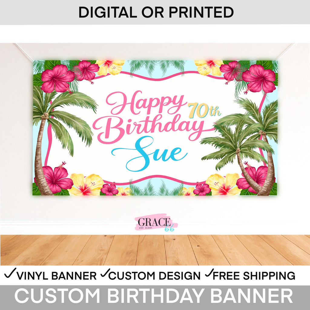 Hawaiian Birthday Banner | Tropical Luau Party Decorations
