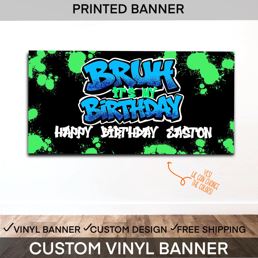 Bruh It's My Birthday, Birthday Banner , Bruh Birthday Party, Neon Bday Sign, Teenager Birthday, Teen Boy Party Decor, Any Age,