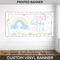 Rainbow Birthday Banner, Custom Happy Birthday Backdrop, Rainbow birthday Decor, Personalized Rainbow Banner, Printed Birthday Banner