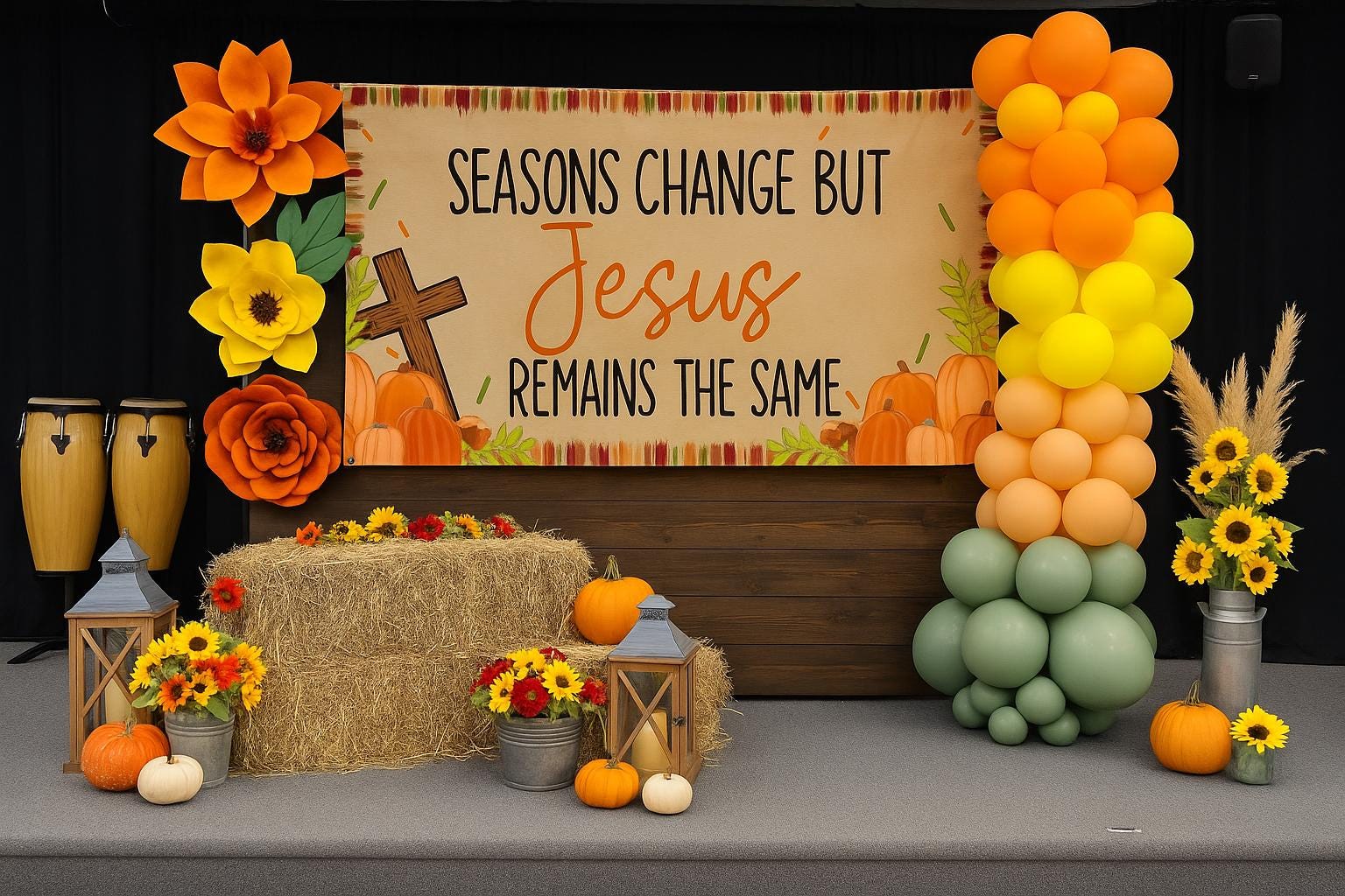 Fall For Jesus | Christian Bulletin Board Decor | Fall Church Banner | Sunday School | Church Trunk or Treat Banner